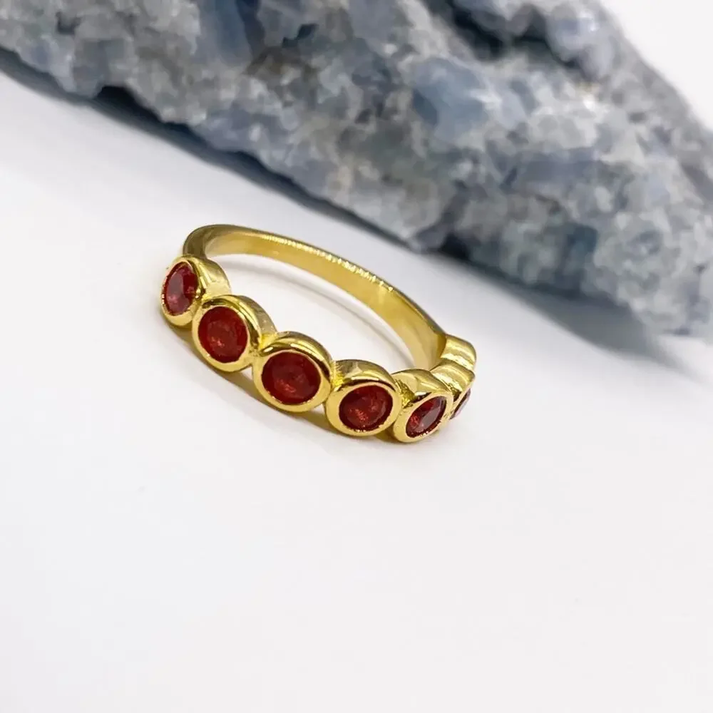 NEW Gold & Red Zirconium Gemstone Statement Ring - Picture 9 of 16